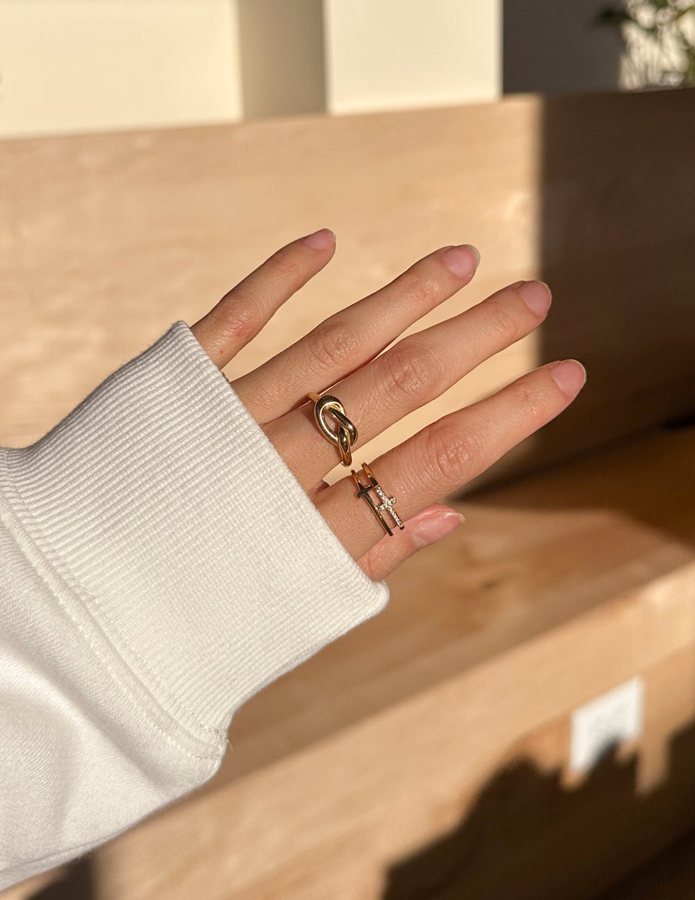 Stacked Cross Gem Ring - Two & Gathered