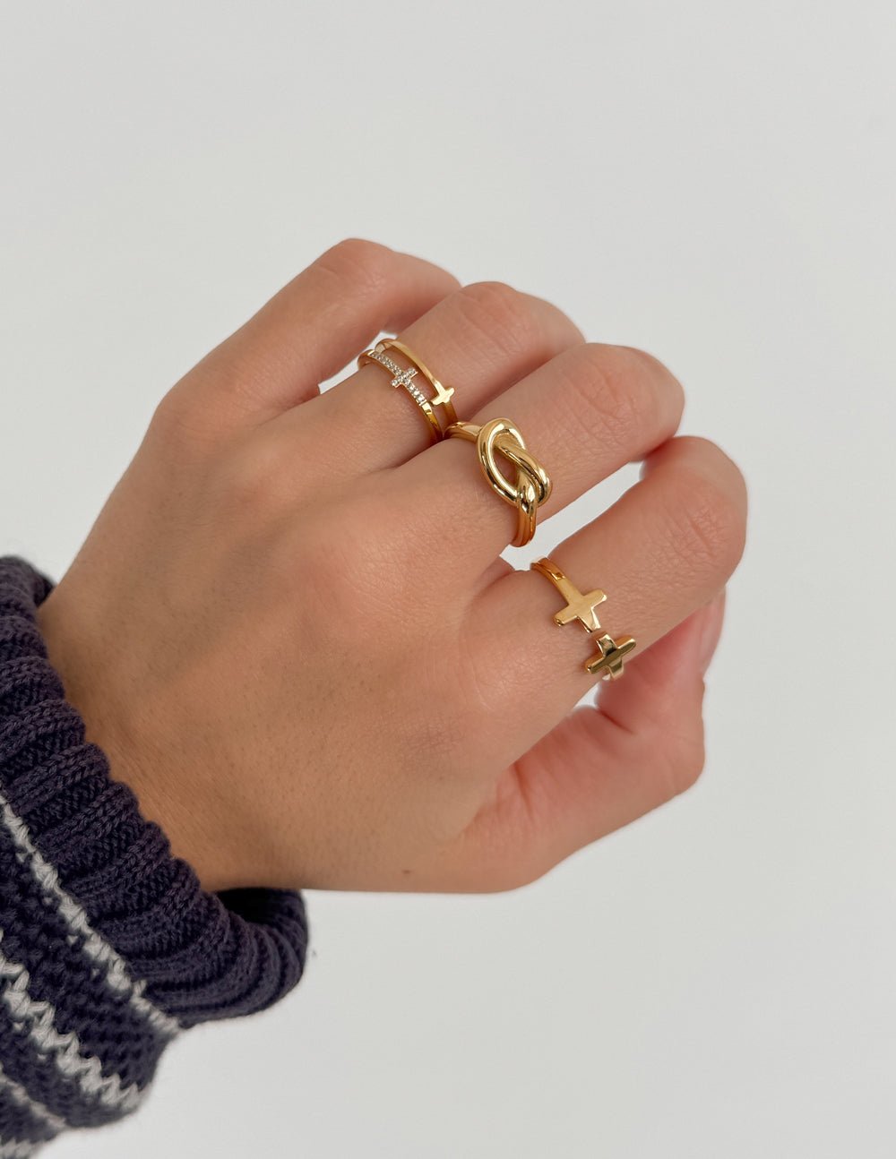 Stacked Cross Gem Ring - Two & Gathered