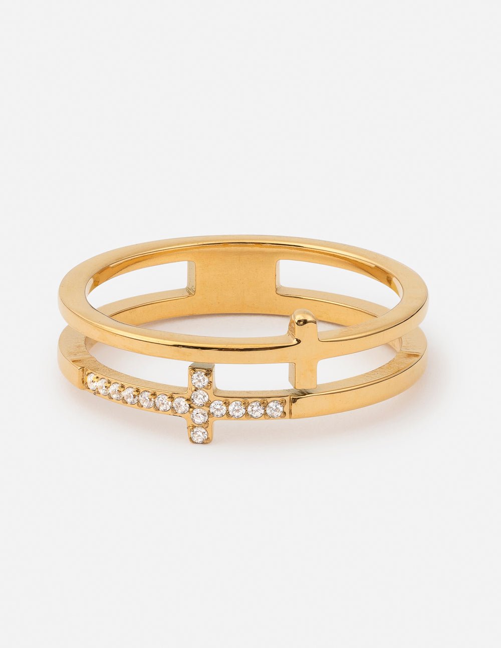 Stacked Cross Gem Ring - Two & Gathered