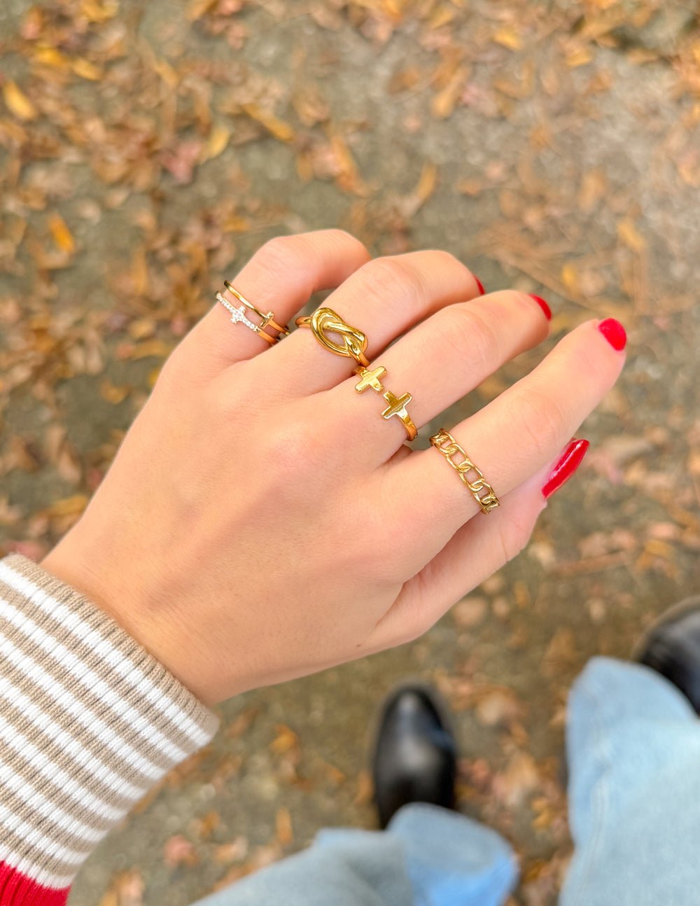 Stacked Cross Gem Ring - Two & Gathered