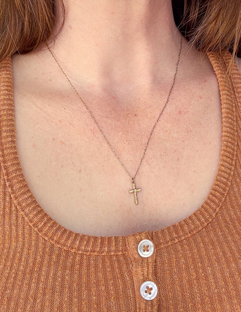 Textured Cross Necklace - Two & Gathered