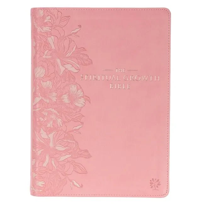The Spiritual Growth Bible, Study Bible, NLT - New Living Translation Holy Bible, Faux Leather, Pink - Leather - Two & Gathered