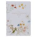 The Spiritual Growth Bible, Study Bible, NLT - New Living Translation Holy Bible, Faux Leather, White Printed Floral - Leather - Two & Gathered
