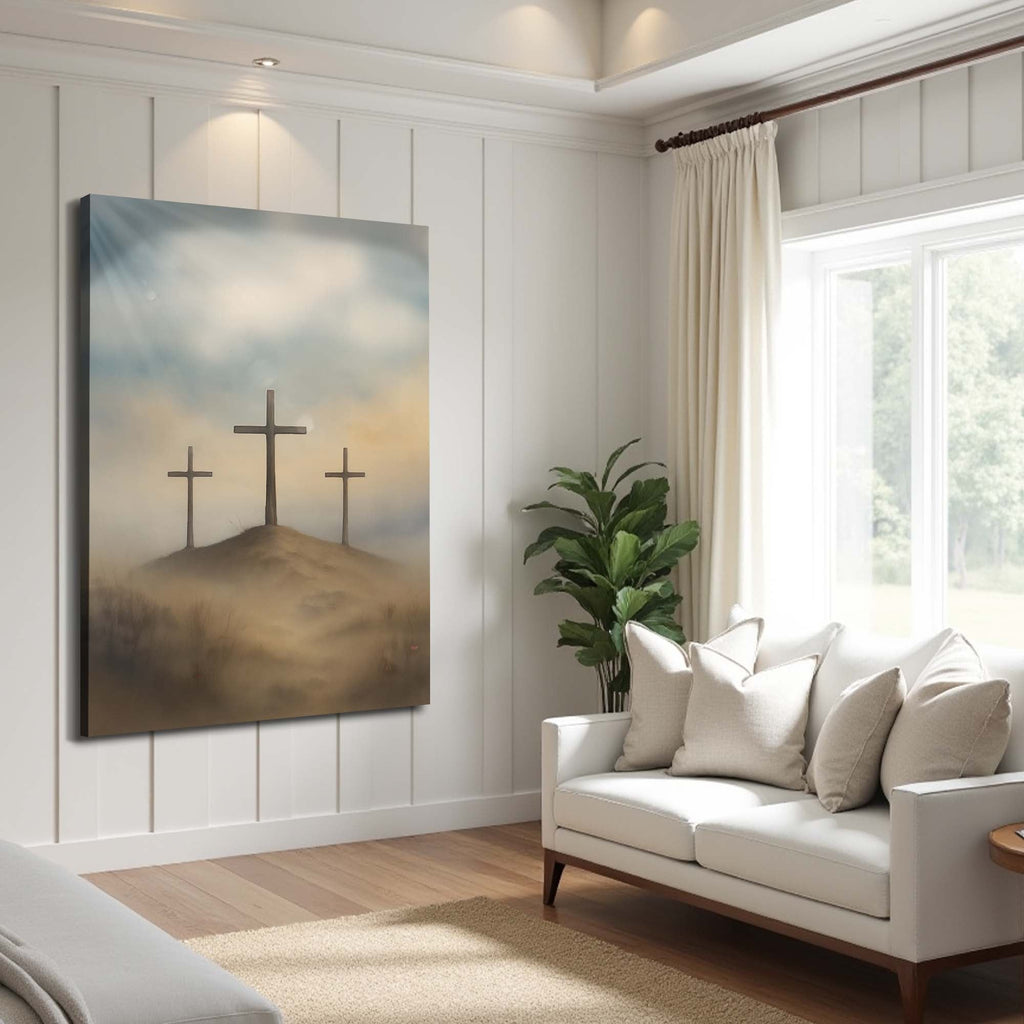 Three Crosses on Calvary Faith Wall Art II - Two & Gathered