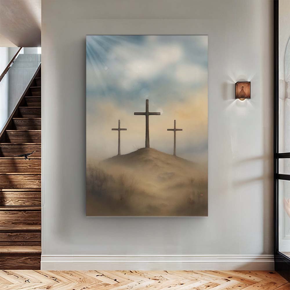 Three Crosses on Calvary Faith Wall Art II - Two & Gathered