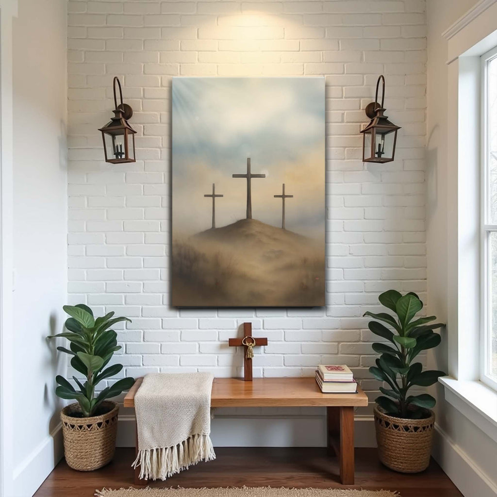 Three Crosses on Calvary Faith Wall Art II - Two & Gathered