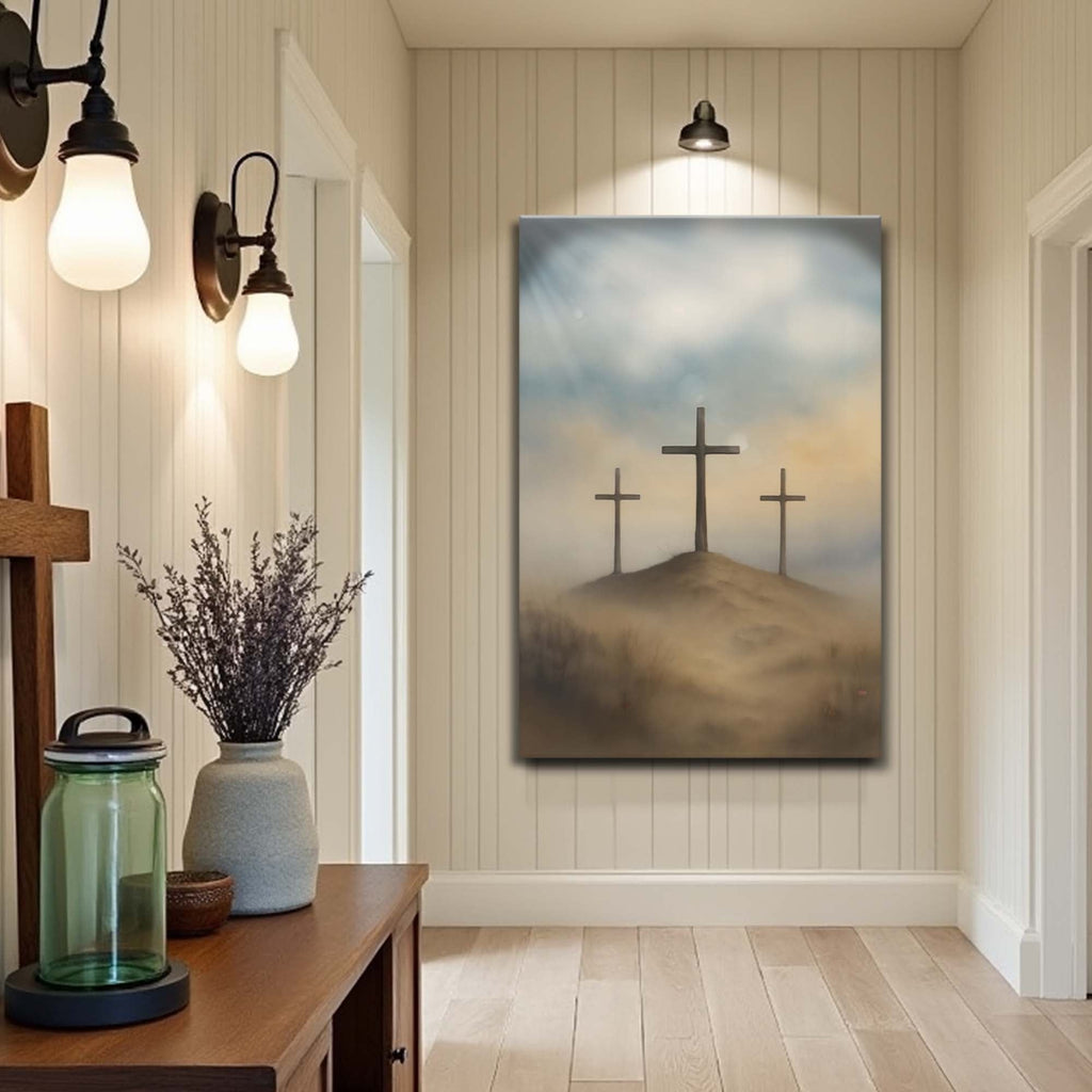 Three Crosses on Calvary Faith Wall Art II - Two & Gathered