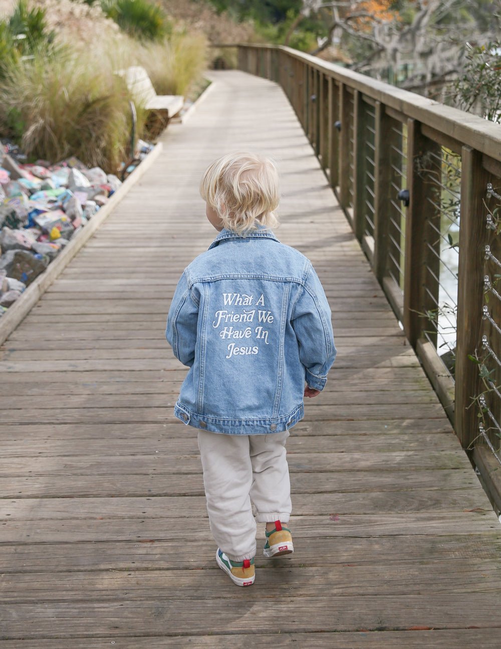 What a Friend in Jesus Kids Denim Jacket - Two & Gathered