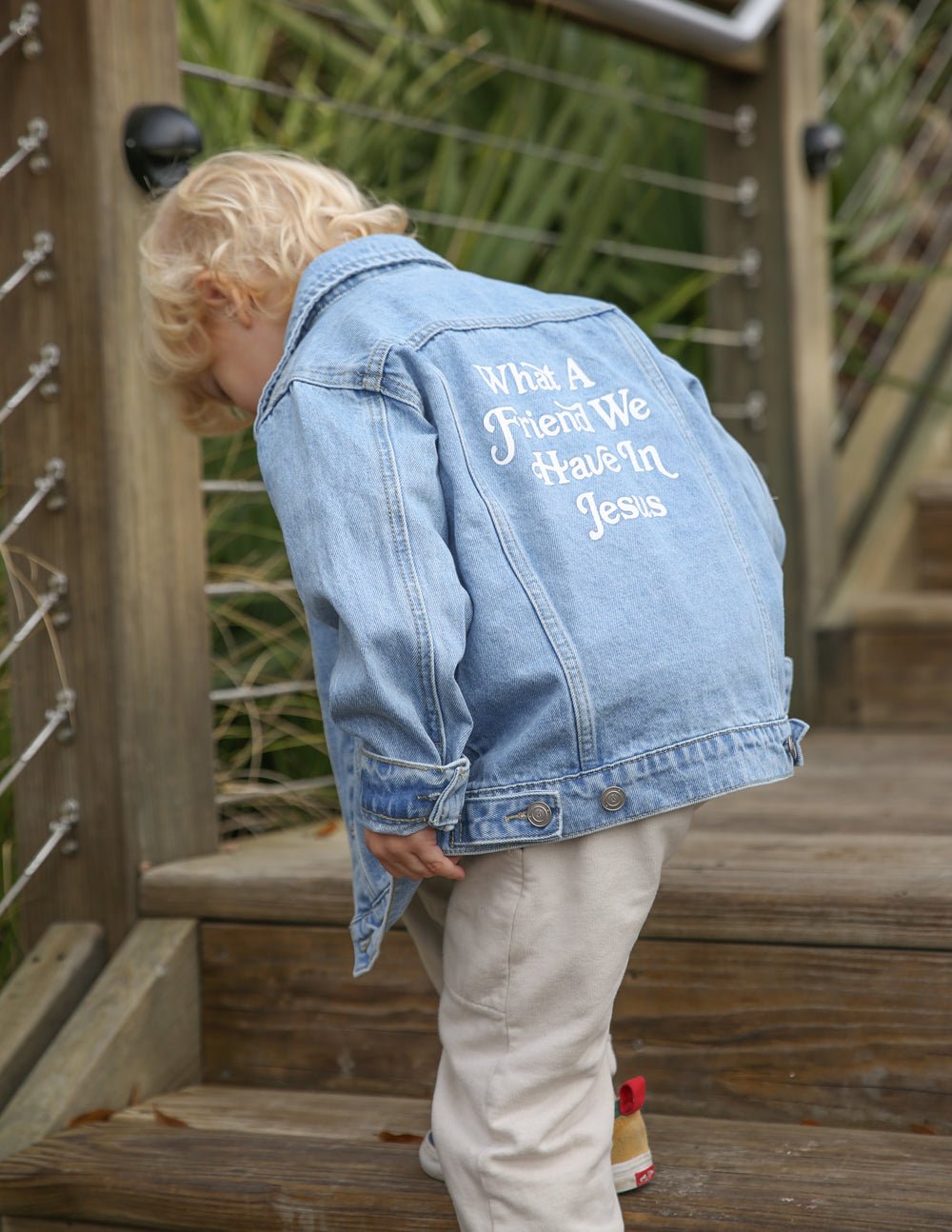 What a Friend in Jesus Kids Denim Jacket - Two & Gathered