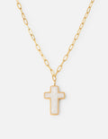 White Enamel Cross Necklace - Two & Gathered
