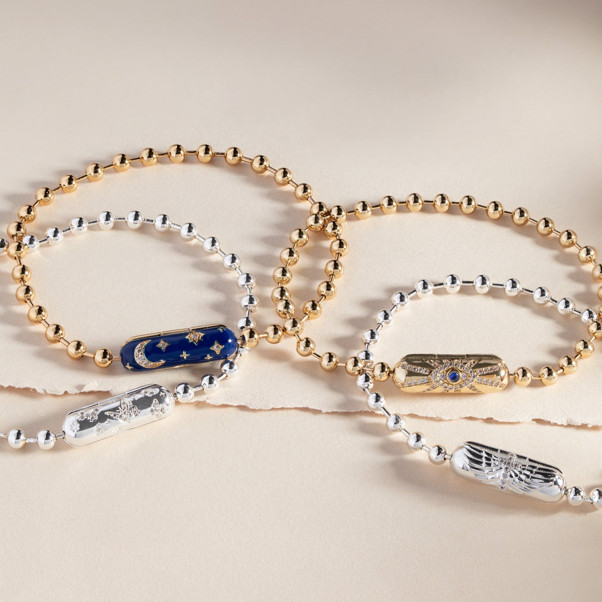 Wings with Cross Barrel Closure Bracelet - Two & Gathered