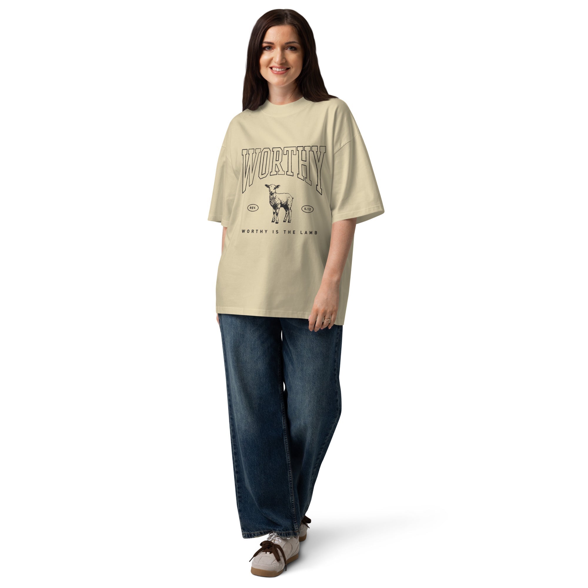 Worthy Unisex oversized high neck t-shirt - Two & Gathered