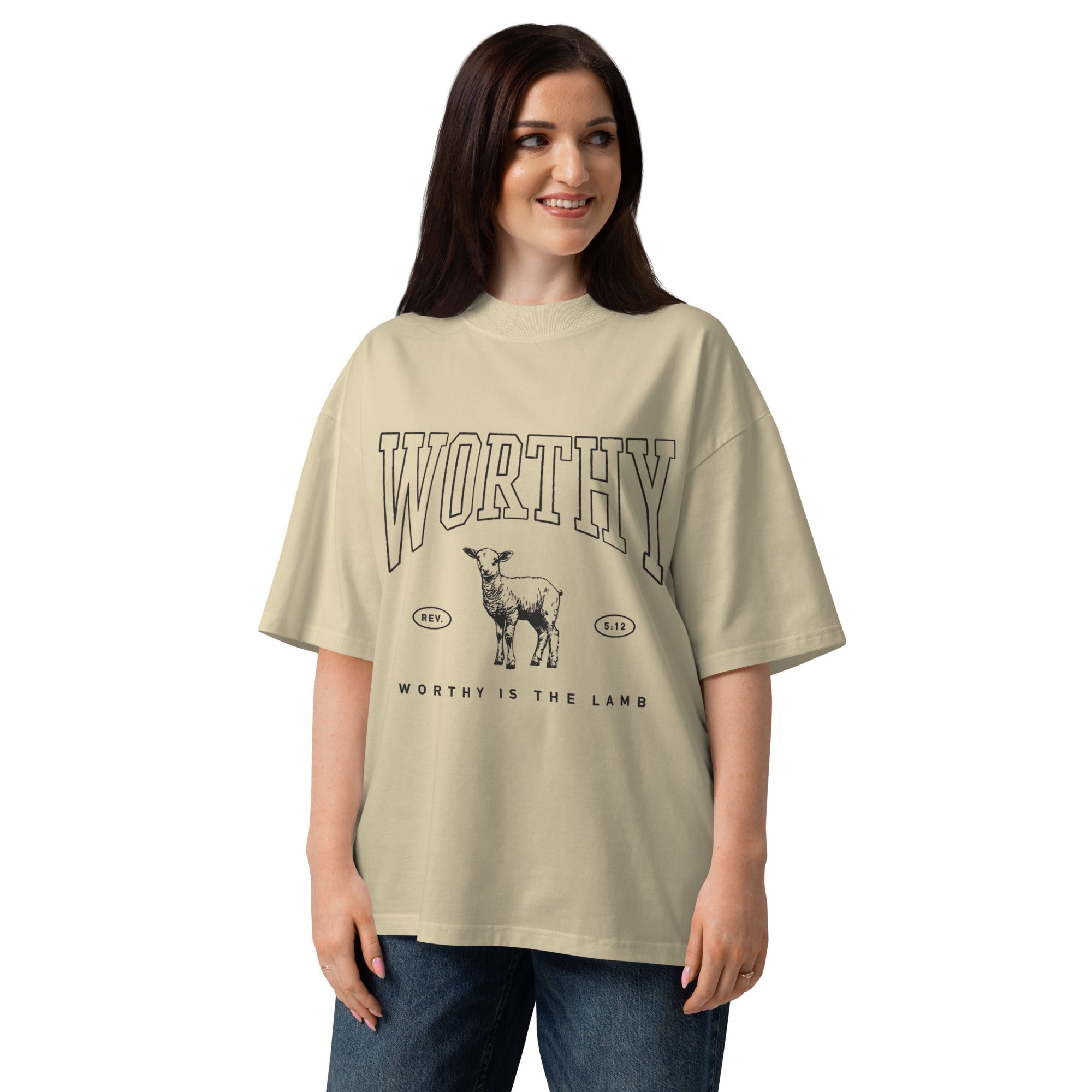 Worthy Unisex oversized high neck t-shirt - Two & Gathered