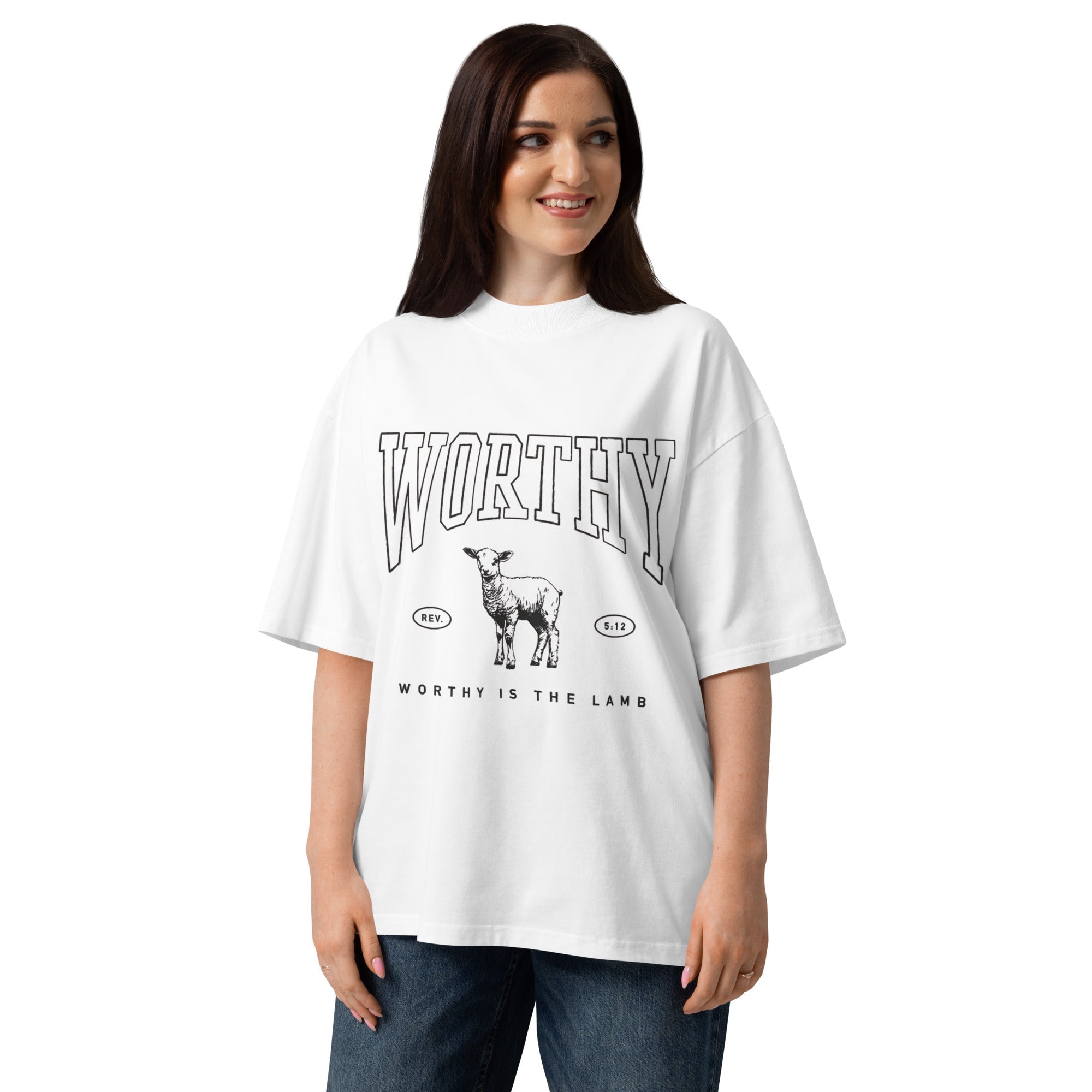 Worthy Unisex oversized high neck t-shirt - Two & Gathered